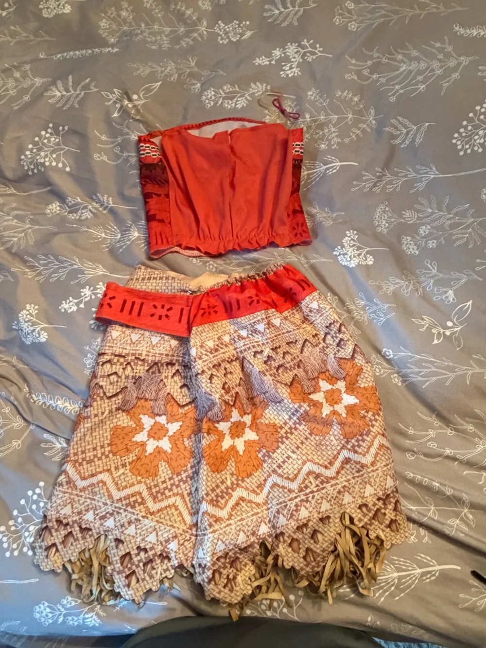 Disney Moana Red and Tan Patterned Waist-Tie Skirt